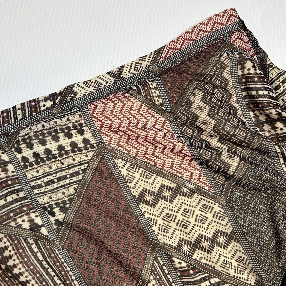 Vintage Catherines Brown Patchwork Fully Lined Elastic Waist‎ Handkerchief Skirt